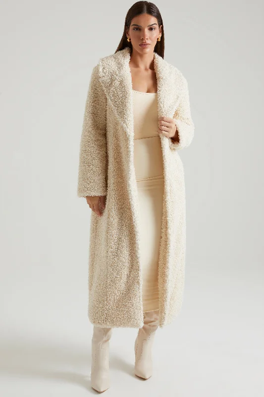 Flash Sales Long Shearling Coat in Cream