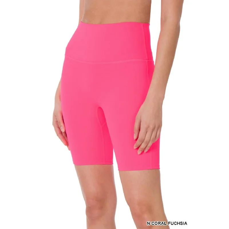 Buy More, Save More High Rise Wide Waistband Biker Shorts In Fuchsia