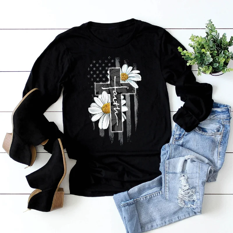 Score Big On Glamorous Red - Carpet Styles Faith Flag Daisy Long Sleeve