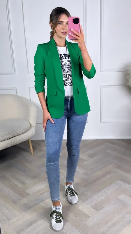 Limited Time Special Offer McKinley Bright Green Ruched Sleeve Blazer