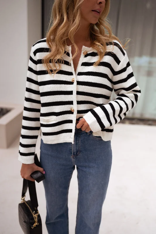 Feminine Soft - Hued Look Striped Jeanne Cardigan