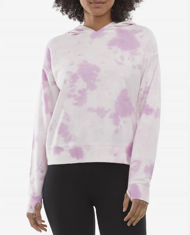 Trending Items Mottled Tie Dye Hoodie In Orchid Glaze