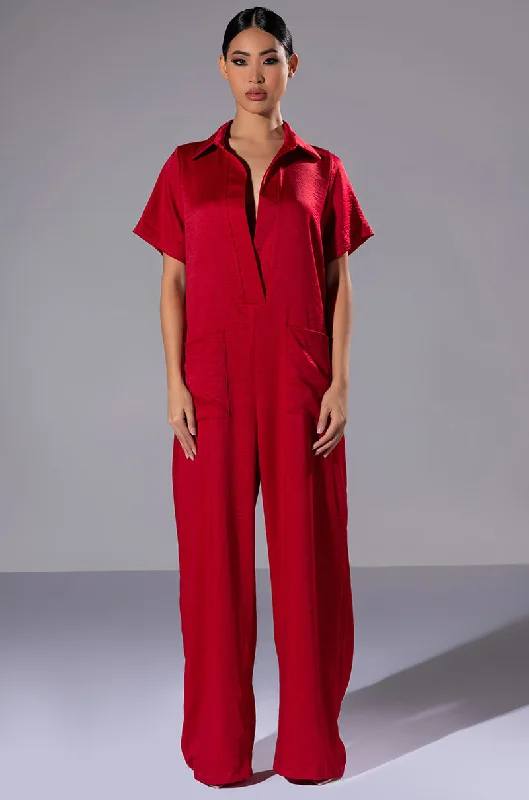 Best-Sellers SILENT DREAMER SHORT SLEEVE SATIN JUMPSUIT