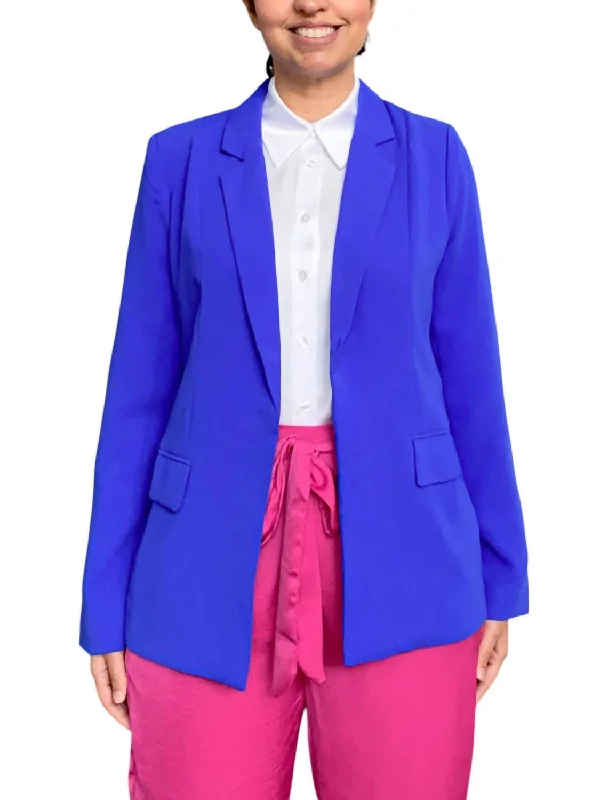 Sophisticated Outfits Open Front Blazer In Electric Blue