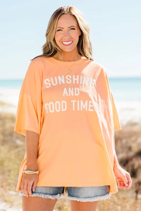 Flash Sale Sunshine and Good Times Boyfriend Tee, Neon Coral