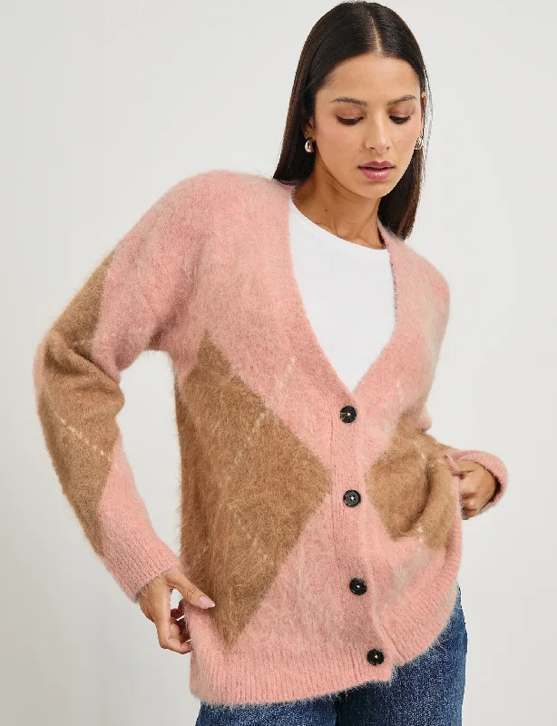 Modern Glamour Runi Cardigan, Pastel Argyle