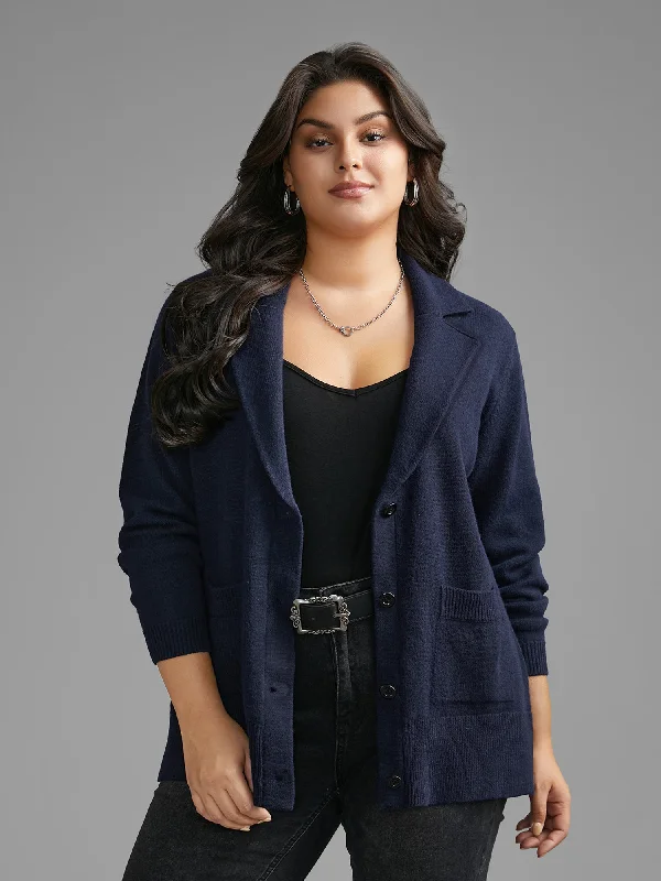 Women's Transitional Attire Elevate Your Wardrobe Supersoft Essentials Suit Collar Patch Pocket Cardigan Women's Transitional Attire Elevate Your Wardrobe Supersoft Essentials Suit Collar Patch Pocket Cardigan