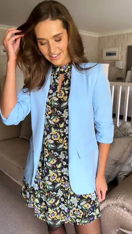 Seasonal Picks McKinley Light Blue Ruched Sleeve Blazer