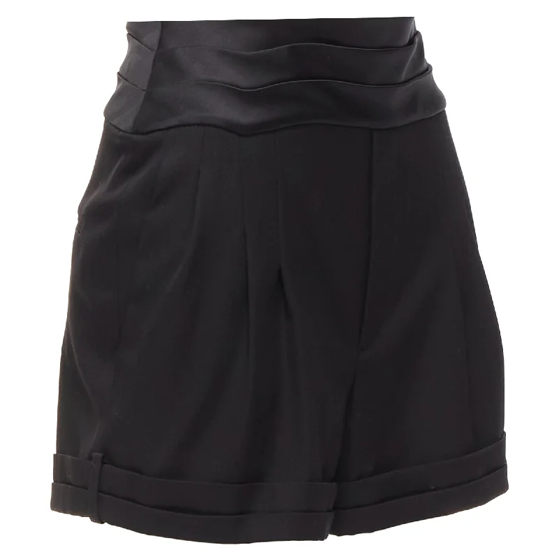 Cool Prices Saint Laurent virgin wool cumberband high waist shorts