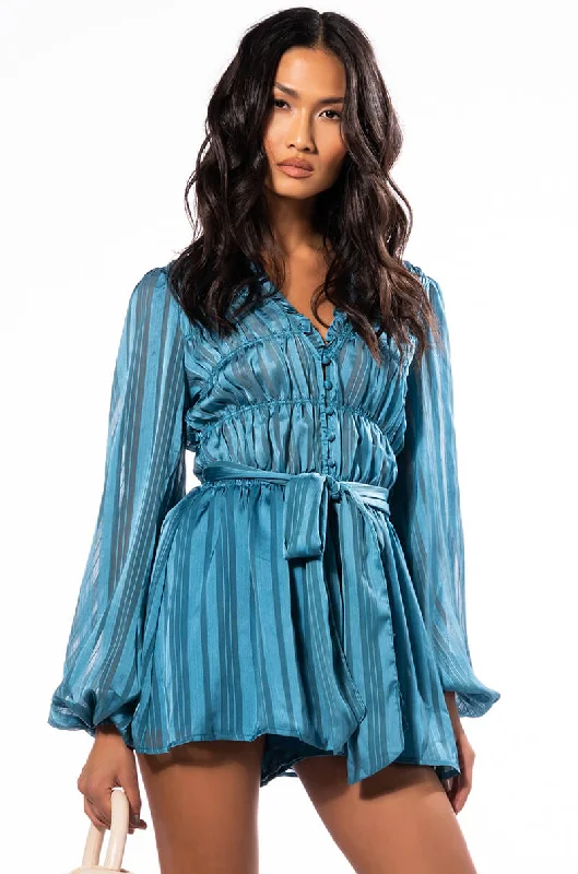 Bid Farewell To The Old Season OCEAN AVENUE SATIN TIE ROMPER