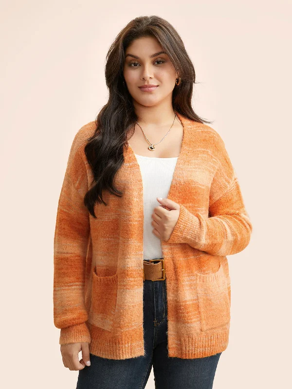 Contemporary Elegance Ombre Patch Pocket Drop Shoulder Cardigan