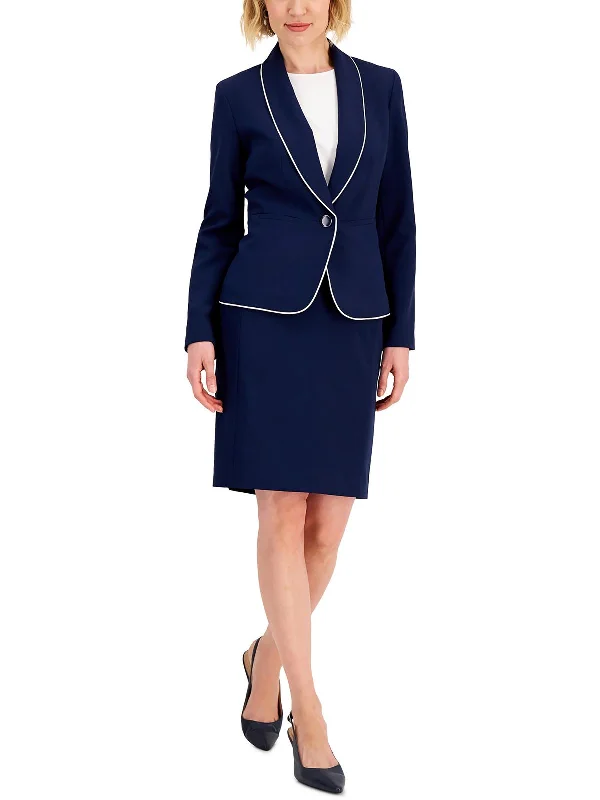 Exclusive Sale Petites Womens Piping Work Wear One-Button Blazer