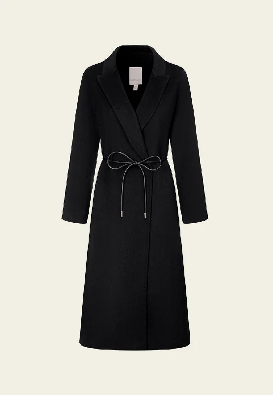 Chic And Trendy Shawl-lapel Leather Tie-belt Coat