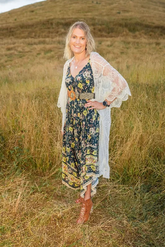 Evening Elegance Golden Sweet Pea Bali Jumpsuit