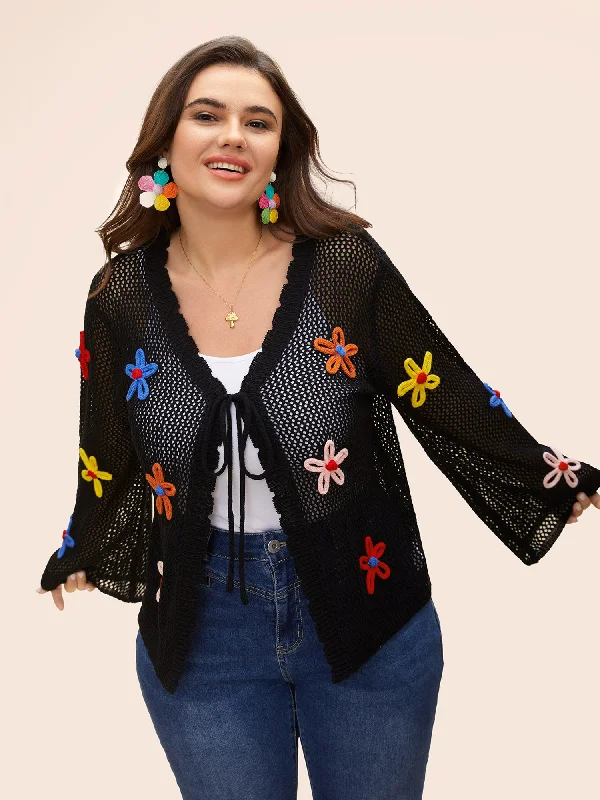 Limited - Time Bundle Knit Floral Front Tie Cardigan