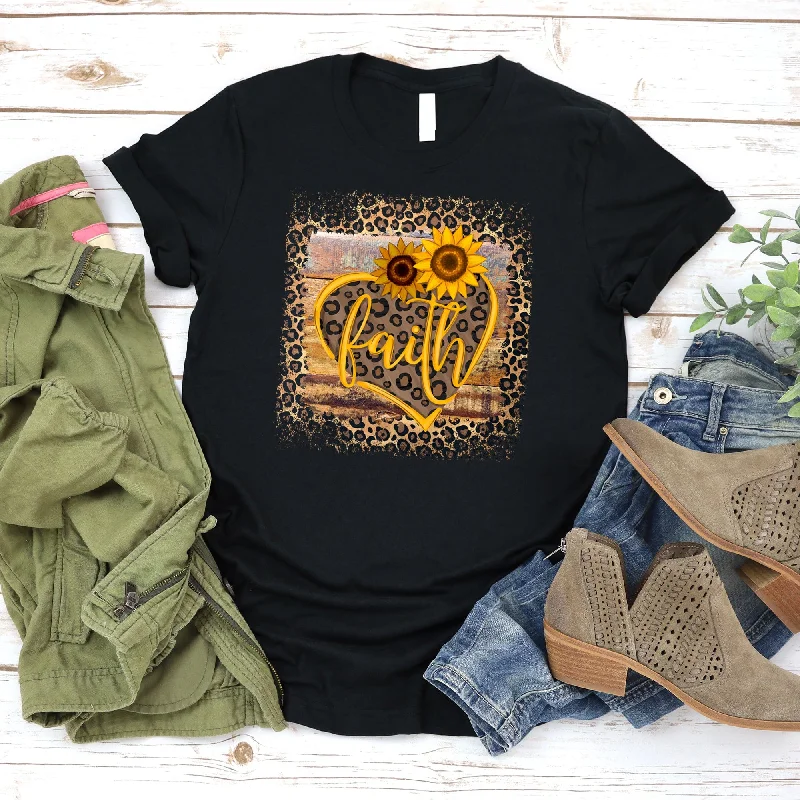 Limited Stock, Big Sale Faith Leopard Sunflower Tee