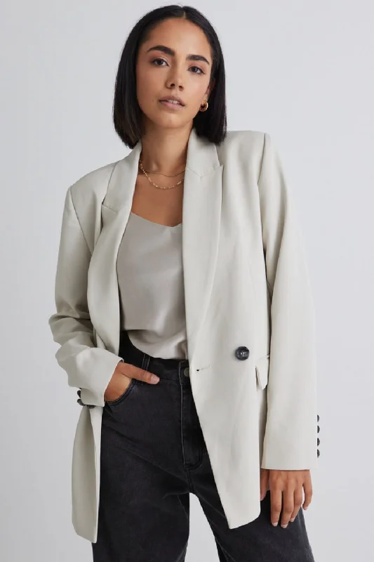 Hot Styles Cooper Cloud Textured Crepe Boyfriend Semi Fitted Blazer