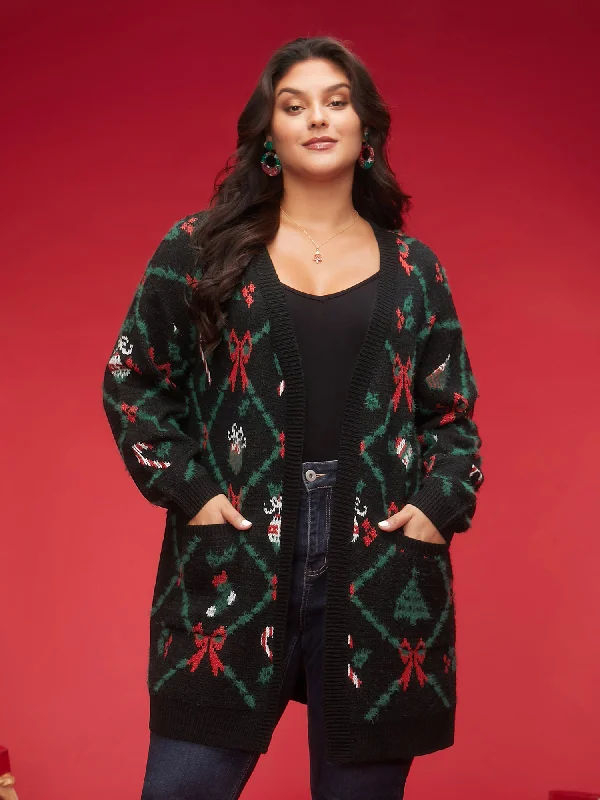 Unbeatable Prices Festive Plaid Pattern Open-Front Cardigan