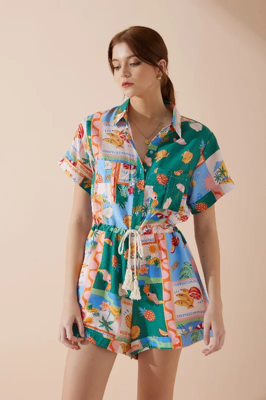 Big Savings Praia Multicolour Tropical Playsuit