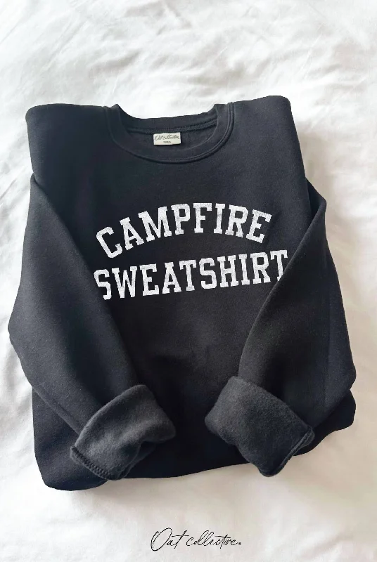 Unleash Your Trend Driven Style Women's Campfire Graphic Sweatshirt In Black