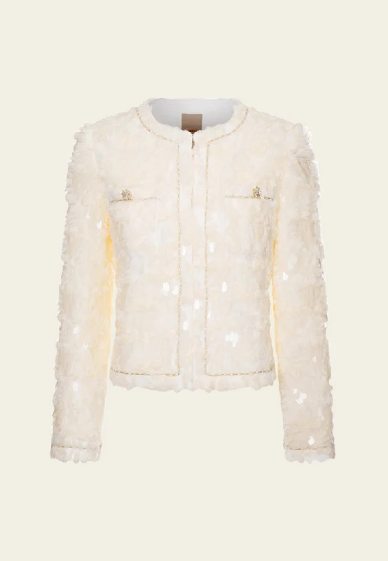 Fashion Sale Frayed-effect Sequin-detail Metalic-trim Jacket