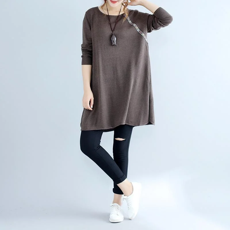 Budget Friendly 2024 fall fashion cotton women sweater dresses oversize chocolate cozy knit dress