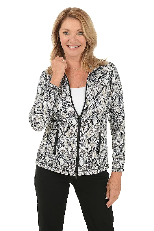 Now On Sale For Chic Urban Styles Tan Snake Hearts UPF50+ Zip Front Jacket