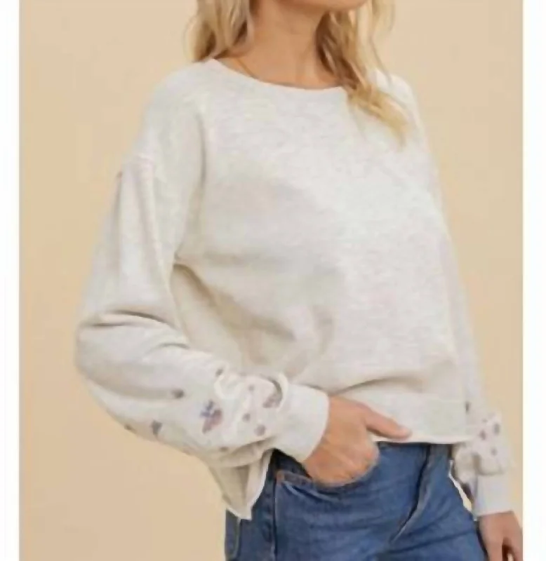 Budget-Friendly Fashion Embroidered Sweatshirt In Grey