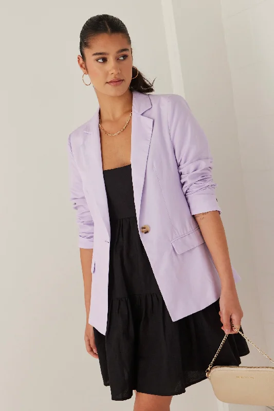 Buy More, Save More Piper Lilac Linen Tencel One Button Blazer