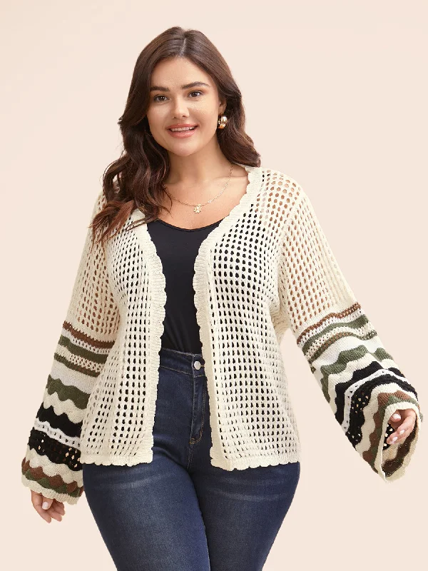 The Good Stuff Striped Cut Out Bell Sleeve Cardigan