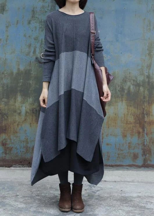 Save On Inspired Styles For Work side open Sweater patchwork dress outfit Quotes gray Ugly knit dress