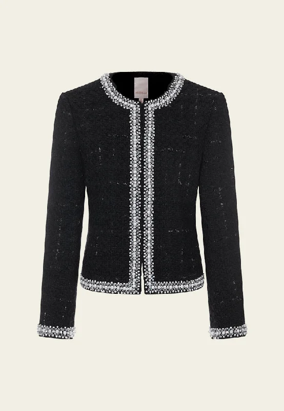 Comfort Centric Apparel Contrasting Embellished-trim Lurex-detail Jacket