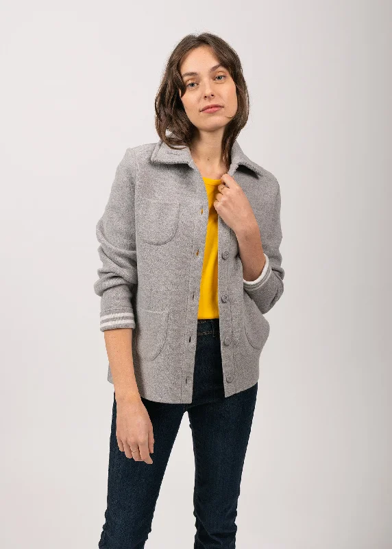 Odd Size Clearance Sale NASHVILLE - Short Buttoned Jacket with Patch Pockets for Women (LIGHT GREY / WINTER WHITE)