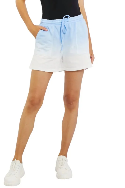 Elevate Your Wardrobe In The Zone Full Size Dip Dye High Waisted Shorts In Light Blue