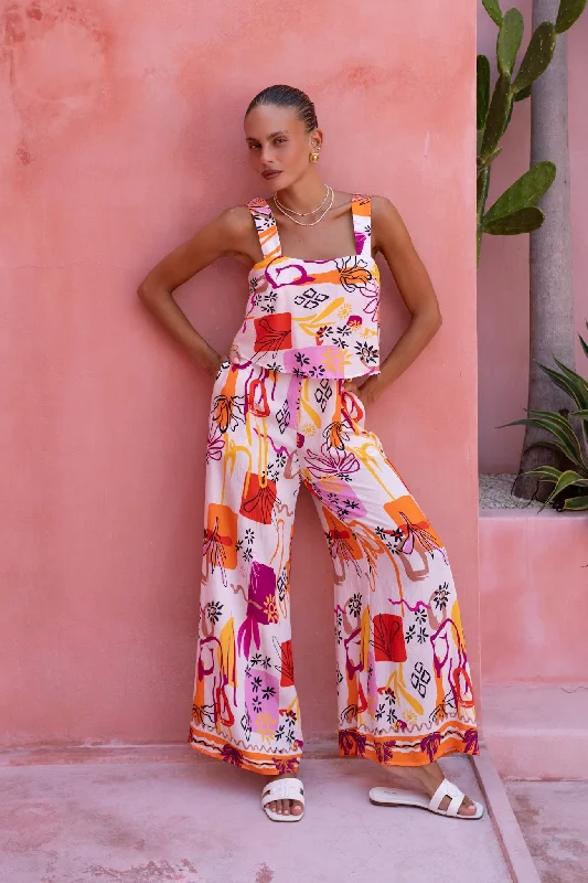 Exclusive Sale Saffron Orange Abstract Jumpsuit