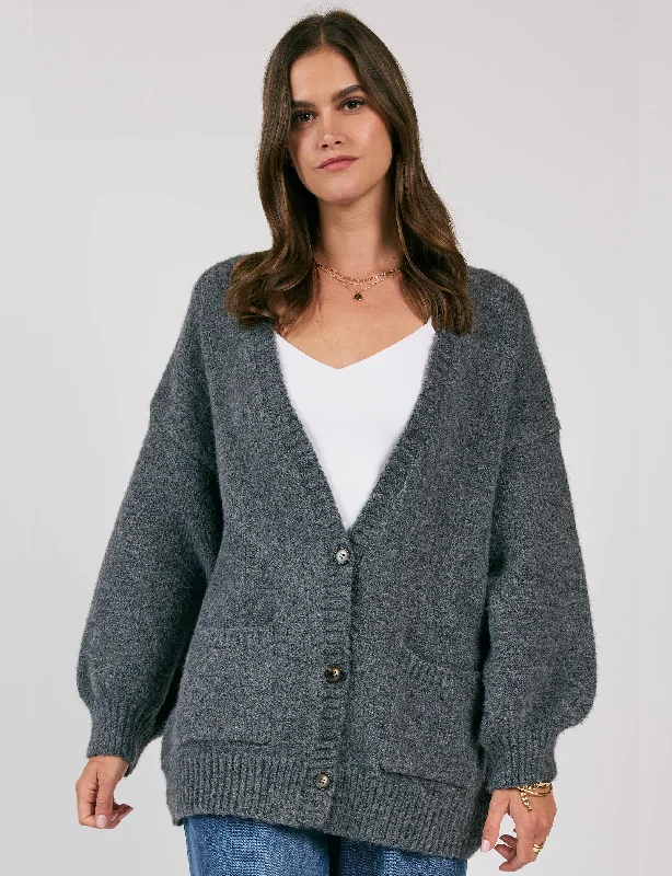 Chic Wardrobe Essentials Breathe In Oversized Cardi, Charcoal