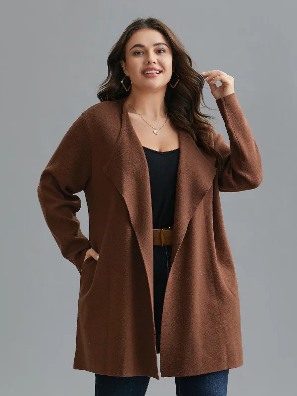 Big Savings On Minimalist Office Styles Supersoft Essentials Side Pocket Collared Knit Cardigan