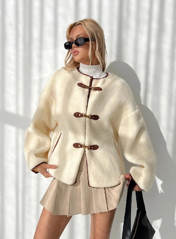 Chic Style Adylic Teddy Coat Cream / Brown