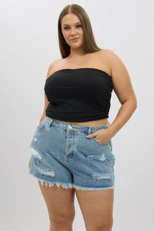 Casual Elegance Denim Relaxed Shorts High Rise