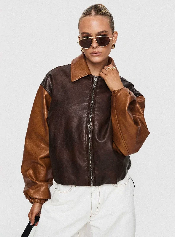 All Season Basics Discount Nirvana Bomber Jacket Chocolate