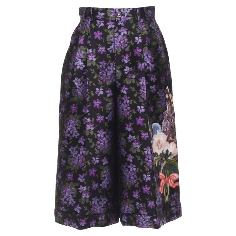 Limited Quantities Gucci floral jacquard embroidery patch culotte shorts