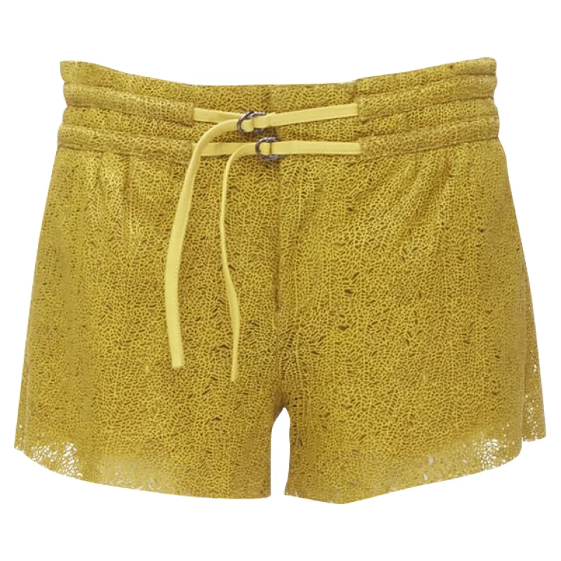 Luxury Fashion Helmut Lang laser cut leather lined shorts