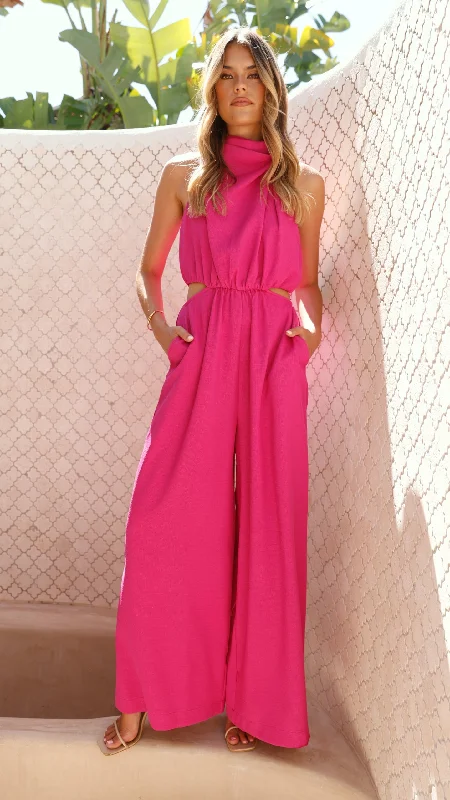 Exclusive Discounts Lara Halter Neck Wide Leg Jumpsuit - Pink