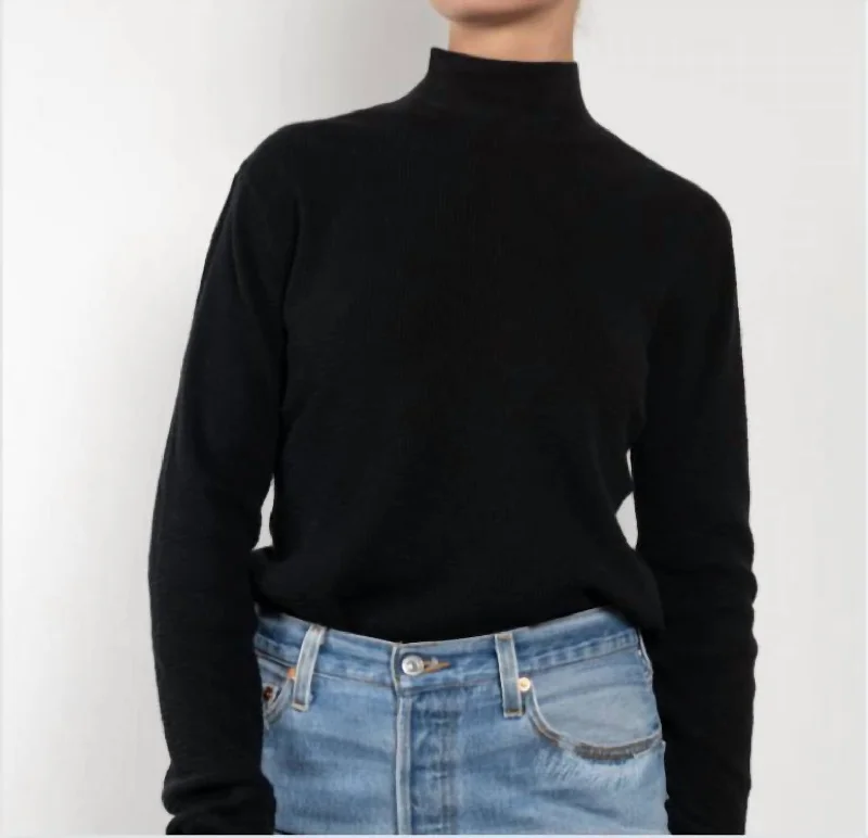 Clearance Event Thermal Mock Neck Top In Black