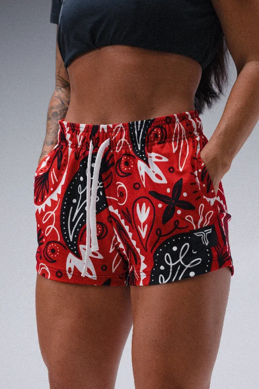 Limited Styles Bandana Women's Gym Short (3" Inseam) - Red