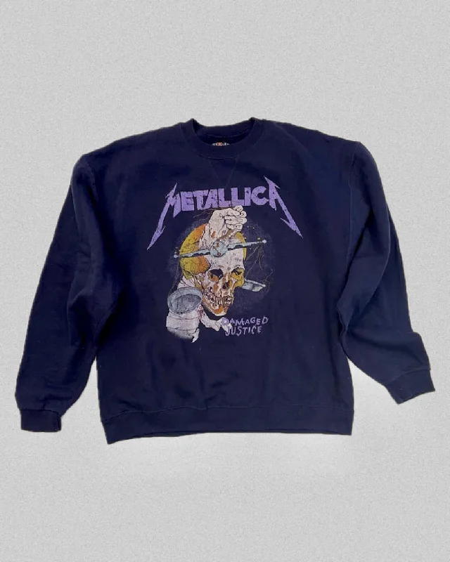 Vintage Retro Party Wear Metallica Damaged Justice Sweatshirt Sz M