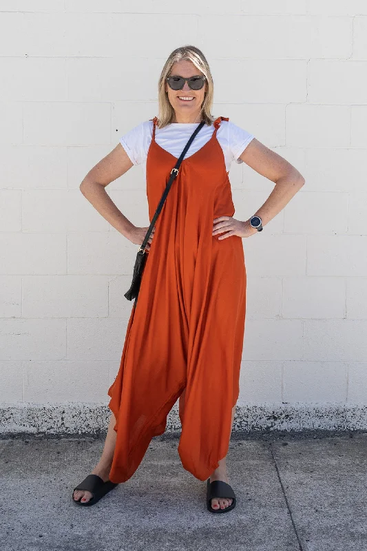 Summer Fashion Rust Bali Jumpsuit