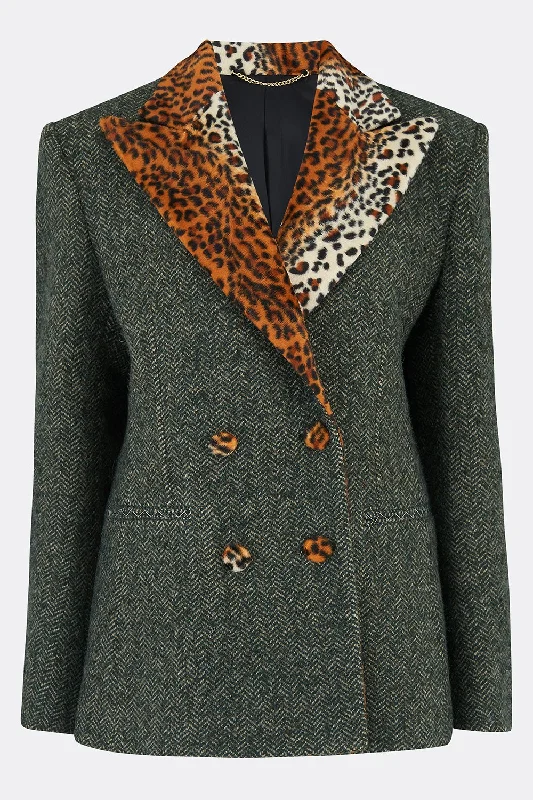 High End Designer Brands Discount ROXANA JACKET IN HERRINGBONE TWEED