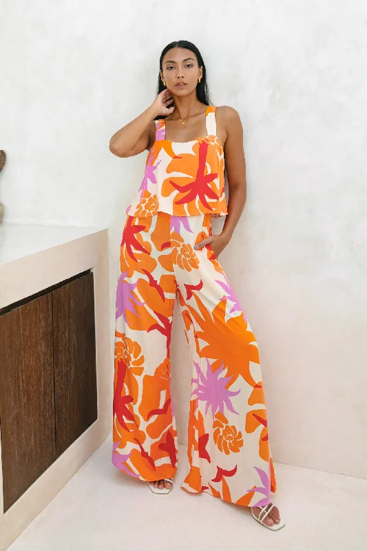 Big Savings On Minimalist Office Styles Calinda Orange Abstract Jumpsuit