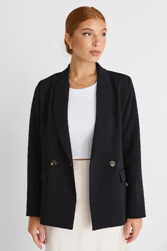 Anniversary Sale Cooper Black Crepe Boyfriend Semi Fitted Blazer